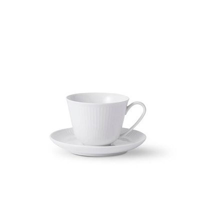 Royal Copenhagen Hvid Riflet kop og underkop 24 cl