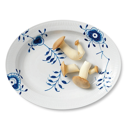 Royal Copenhagen Blå Mega Riflet fad oval 36,5 cm