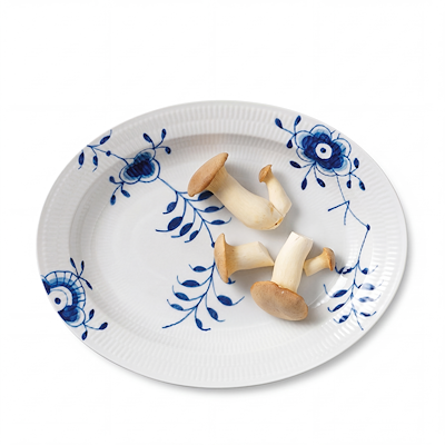Royal Copenhagen Blå Mega Riflet fad oval 36,5 cm