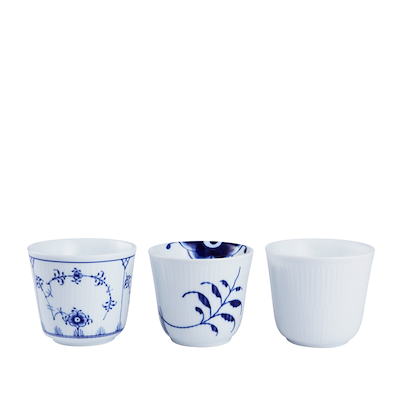 Royal Copenhagen Blå Mega Riflet termokrus 26 cl 3 stk.