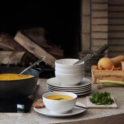 Royal Copenhagen Hvid Riflet skål 73 cl