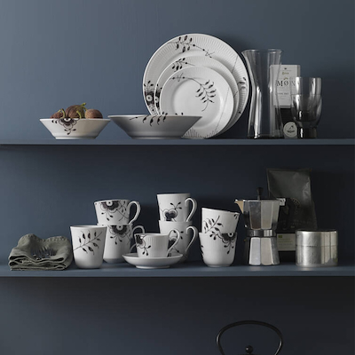 Royal Copenhagen Sort Mega Riflet dyb tallerken 24 cm