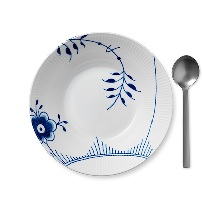 Royal Copenhagen Blå Mega Riflet dyb tallerken 24 cm