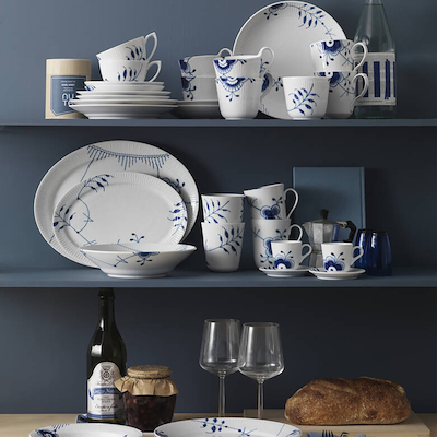 Royal Copenhagen Blå Mega Riflet dyb tallerken 24 cm