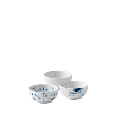 Royal Copenhagen History mix skålesæt blå Ø 13 cm 47 cl 3 stk.
