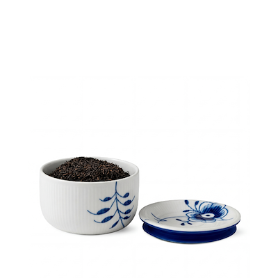 Royal Copenhagen Blå Mega Riflet opbevaringskrukke 33 cl
