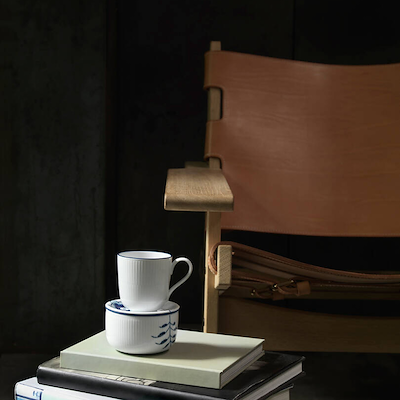 Royal Copenhagen Blå Mega Riflet opbevaringskrukke 33 cl