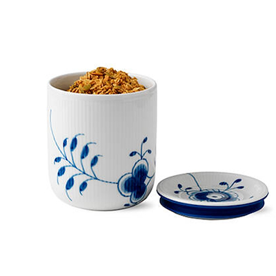 Royal Copenhagen Blå Mega Riflet opbevaringskrukke mellem