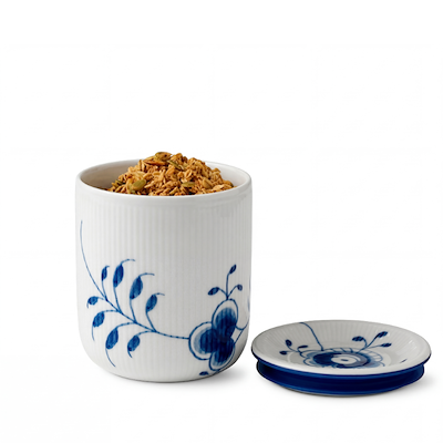 Royal Copenhagen Blå Mega Riflet opbevaringskrukke 80 cl H 13 cm