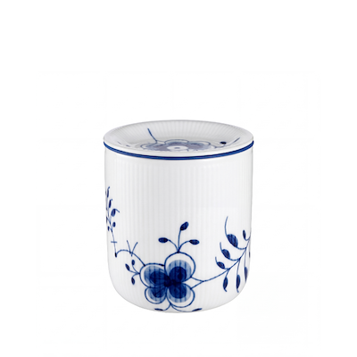 Royal Copenhagen Blå Mega Riflet opbevaringskrukke 80 cl H 13 cm