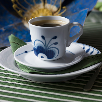 Royal Copenhagen Blå Mega Riflet espressokop og underkop 9 cl