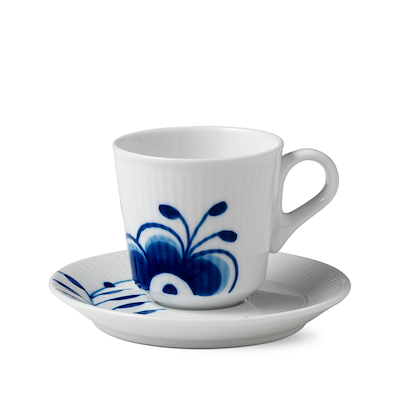 Royal Copenhagen Blå Mega Riflet espressokop og underkop 9 cl