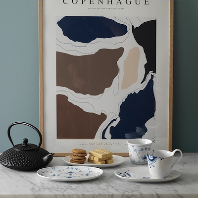 Royal Copenhagen Blå Mega Riflet højhankskop 33 cl