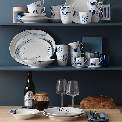Royal Copenhagen Blå Mega Riflet fad 35 cm