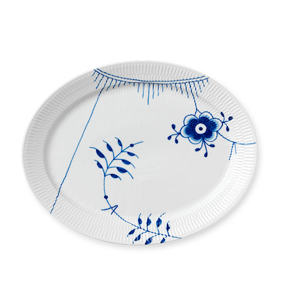 Royal Copenhagen Blå Mega Riflet fad 35 cm