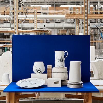 Royal Copenhagen Sort Mega Riflet oval tallerken sort 33 cm