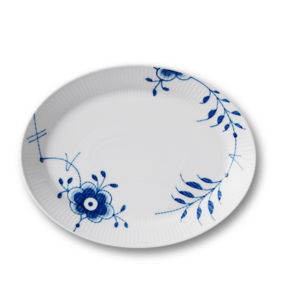 Royal Copenhagen Blå Mega Riflet ovalt fad 30 cm