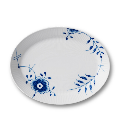 Royal Copenhagen Blå Mega Riflet oval tallerken 30 cm