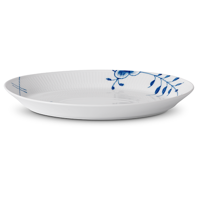 Royal Copenhagen Blå Mega Riflet Oval Tallerken 30 cm