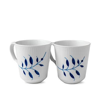 Royal Copenhagen Blå Mega Riflet Krus 2 stk. 38 cl