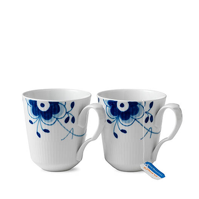 Royal Copenhagen Blå Mega Riflet Krus 2 stk. 38 cl