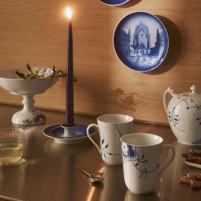 Royal Copenhagen Blå Mega Riflet krus 2 stk 38 cl