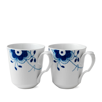 Royal Copenhagen Blå Mega Riflet Krus 2 stk. 38 cl
