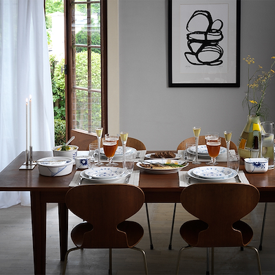 Royal Copenhagen blå Mega Riflet smørkrukke blå