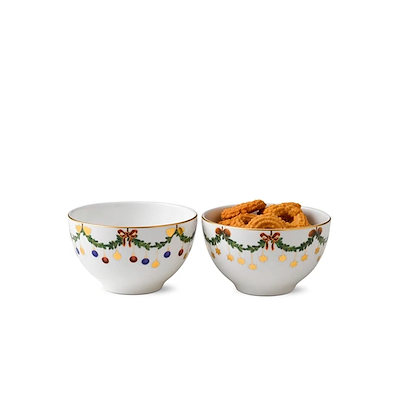 Royal Copenhagen Stjerne Riflet Jul skål 2 stk. 30 cl