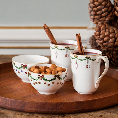 Royal Copenhagen Stjerne Riflet Jul skål 2 stk. 30 cl