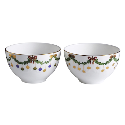 Royal Copenhagen Stjerne Riflet Jul skål multifarvet 30 cl 2 stk