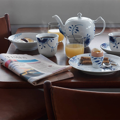 Royal Copenhagen Blå Mega Riflet dyb tallerken 17 cm