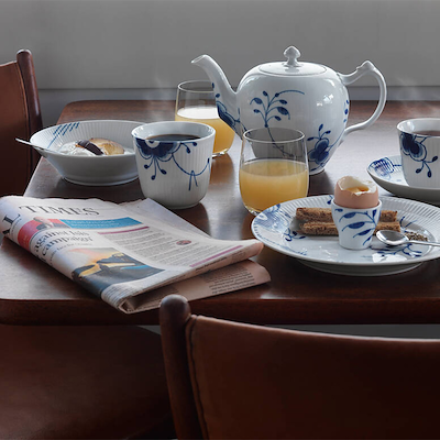 Royal Copenhagen Blå Mega Riflet dyb tallerken 17 cm