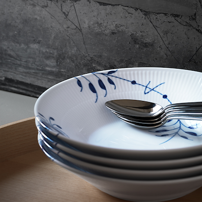 Royal Copenhagen Blå Mega Riflet dyb tallerken 17 cm