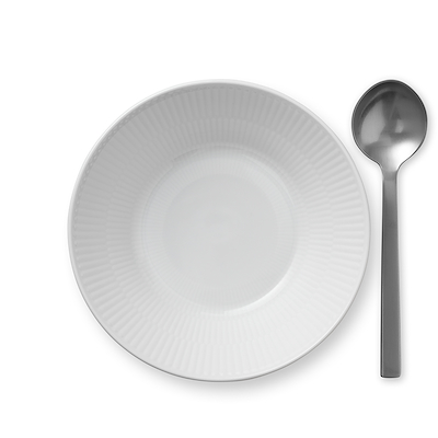 Royal Copenhagen hvid Riflet dyb tallerken 17 cm