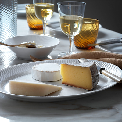 Royal Copenhagen hvid Riflet dyb tallerken 17 cm