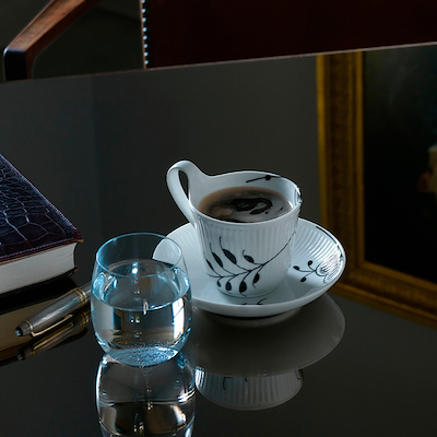 Royal Copenhagen Sort Mega Riflet kop & underkop 24 cl