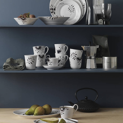 Royal Copenhagen Sort Mega Riflet kop & underkop 24 cl