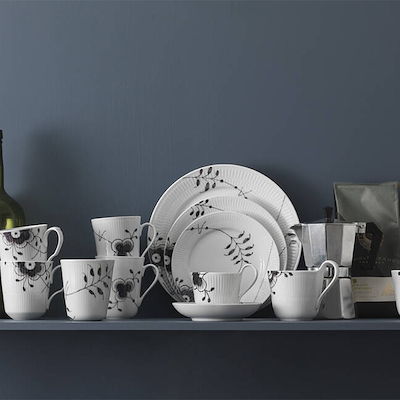 Royal Copenhagen Sort Mega Riflet kop & underkop 24 cl