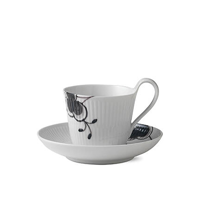 Royal Copenhagen Sort Mega Riflet kop & underkop 24 cl