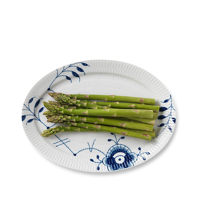 Royal Copenhagen Blå Mega Riflet oval tallerken 28 cm