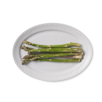 Royal Copenhagen Hvid Halvblonde oval tallerken 28 cm