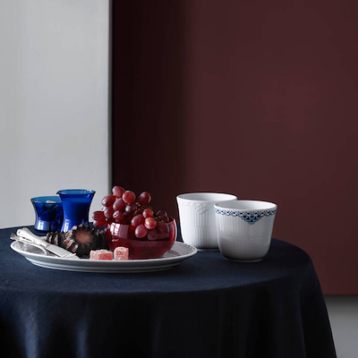 Royal Copenhagen Hvid Halvblonde oval tallerken 28 cm