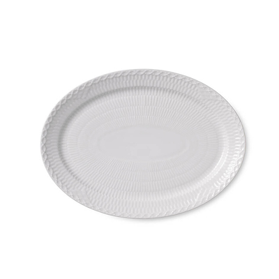 Royal Copenhagen Hvid Halvblonde oval tallerken 28 cm