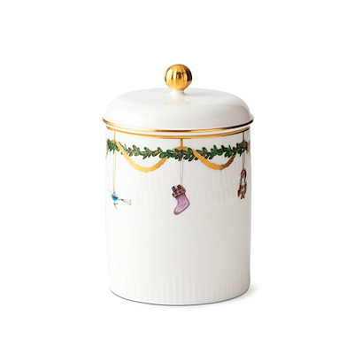 Royal Copenhagen Stjerne Riflet Jul krukke med låg 16 cm