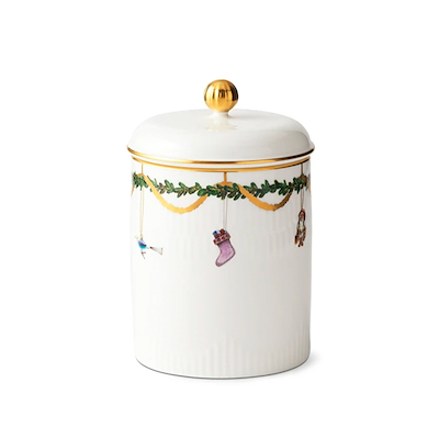 Royal Copenhagen Stjerne Riflet Jul krukke med låg multifarvet H 16 cm