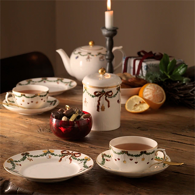 Royal Copenhagen Stjerne Riflet Jul krukke med låg multifarvet H 16 cm