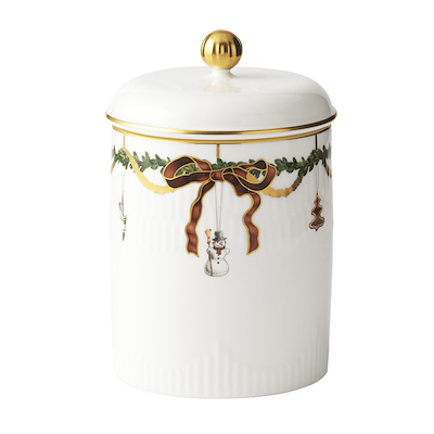 Royal Copenhagen Stjerne Riflet Jul krukke med låg multifarvet H 16 cm