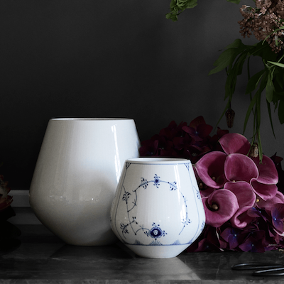 Royal Copenhagen Hvid Riflet vase 20,5 cm