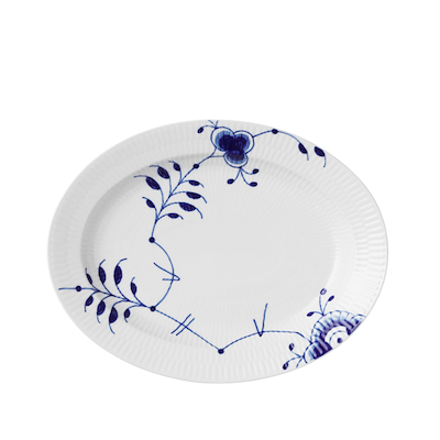 Royal Copenhagen Blå Mega Riflet ovalt fad 30 cm